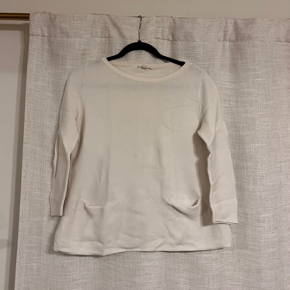 COS cream 3/4 Sleeve Sweater with Pockets